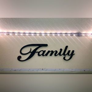 Cursive Black Metal Family Wall Word Sign